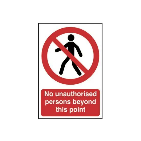 image of 0622 No Unauthorised Persons Beyond This Point pvc Sign 200 x 300mm SCA0622 - Scan