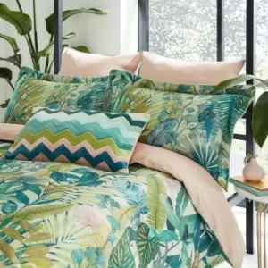 image of Harlequin Floreana Kingsize Duvet Cover, Fig Leaf & Coral