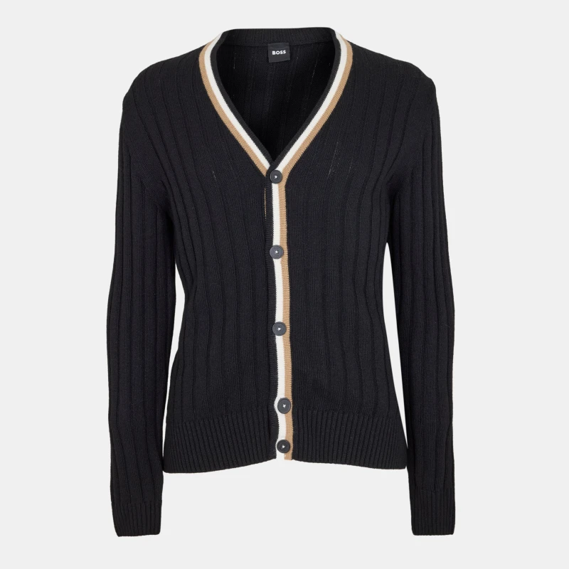 Image of Boss Mens Losilvio Button-Front Tailored Cardigan Black male S