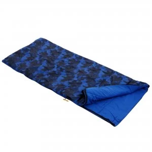 Image of Maui Kids Polyester Lined Sleeping Bag - Oxford Blue Palm Tree Print