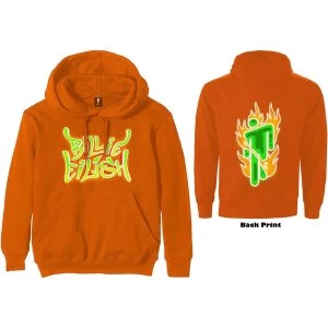 Image of Billie Eilish - Airbrush Flames Blohsh Unisex Large Hoodie - Orange