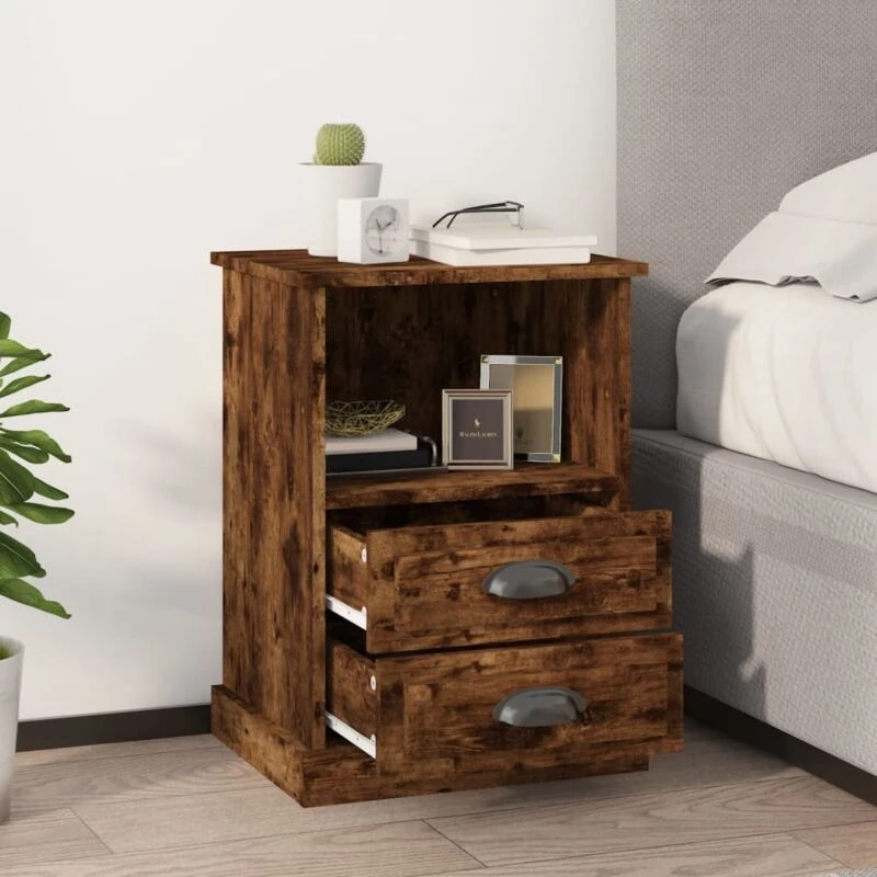 Image of VIDAXL Bedside Cabinets 2 pcs Smoked Oak 43x36x60cm Vidaxl 8720845792299