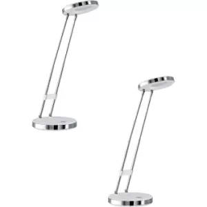 Image of 2 PACK Table Lamp Colour White & Chrome Plated Steel Rocker Switch Bulb LED 3W