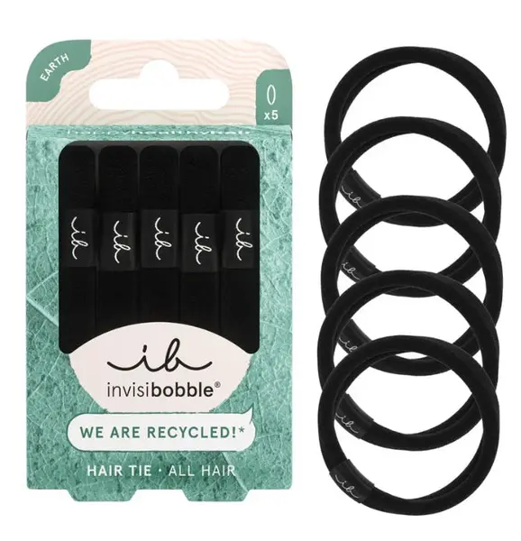 image of Invisibobble Hair Tie Black 5 pcs