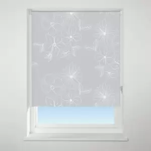 Image of Universal Patterned Floral Cluster Grey Blackout Roller Blind Grey