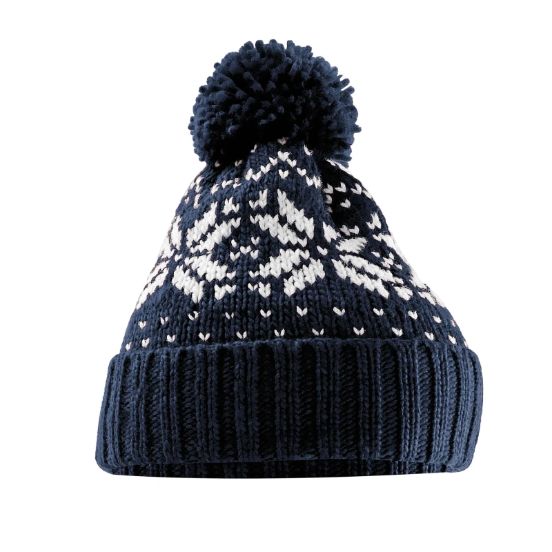 Image of Beechfield Beechfield Fair Isle Snowstar Beanie in Mid Navy Mid Navy One Size Unisex 5063527288424
