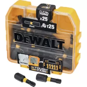 Image of DEWALT Tough Case Torsion Flex Torq Screwdriver Bits Torx T25 25mm Pack of 25