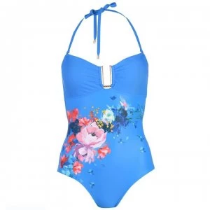 Image of Ted Baker Ted Womens Narlah Raspberry Ripple Halter Swimsuit - blue