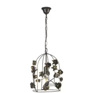 Image of Onli Carolina Flower Design Wire Frame Pendant Ceiling Light, Bronze