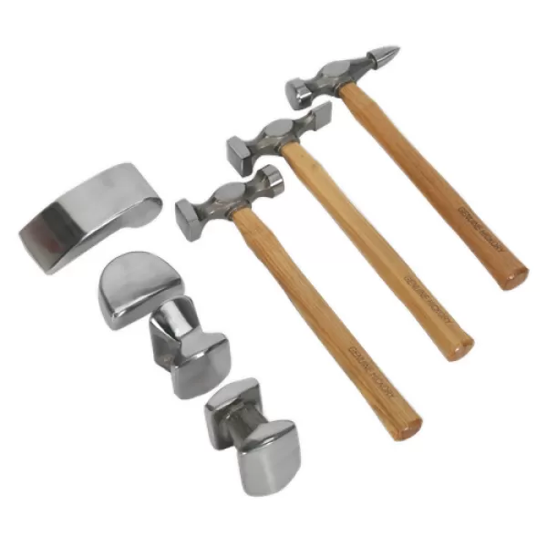Image of Genuine SEALEY CB507 Panel Beating Set 7pc Drop-Forged Hickory Shafts