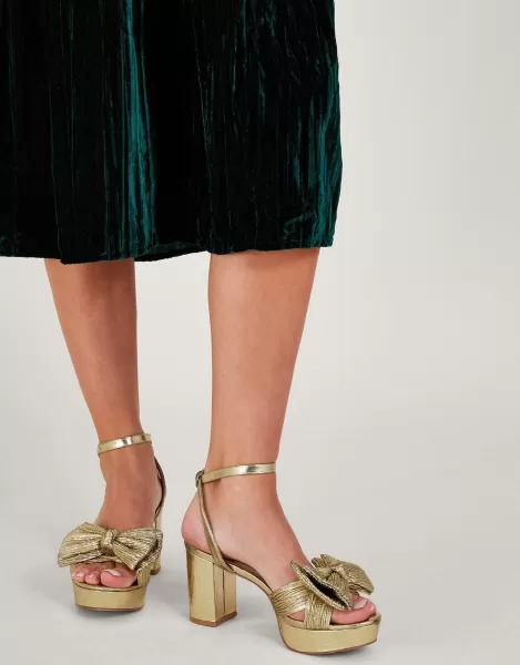 Image of Metallic Bow Platform Heels