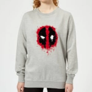 Image of Marvel Deadpool Splat Face Womens Sweatshirt - Grey - L