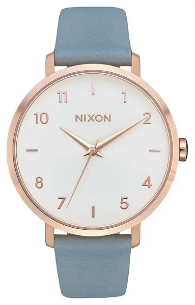 image of Nixon A1091-2704-00 Arrow Leather Rose Gold / Blue Blue Watch