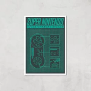 image of Nintendo SNES Controller Art Print - A3 - Print Only