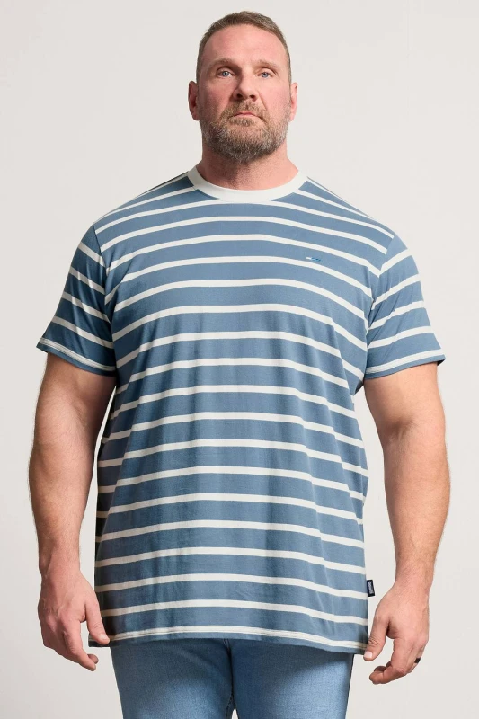 Image of BadRhino BadRhino Men Extra Long Stripe T-Shirt in Blue Size: 4X-Large Blue 4X-Large Male 5063589851185