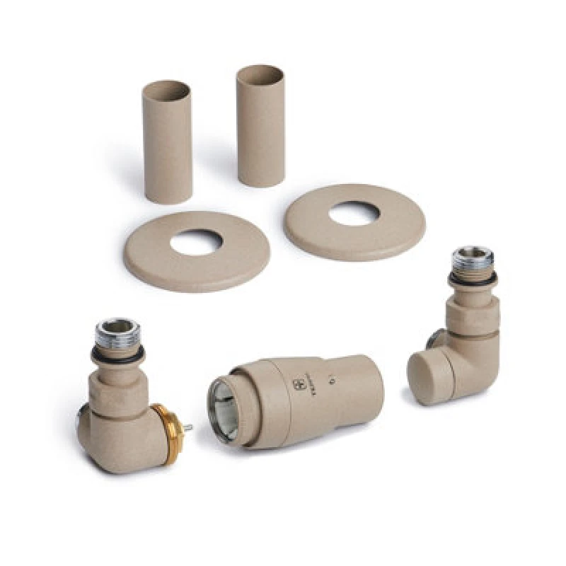 Image of Terma Vision Quartz Mocha Left Sided Corner Radiator Valve & Lockshield (Dia)15mm X ½"