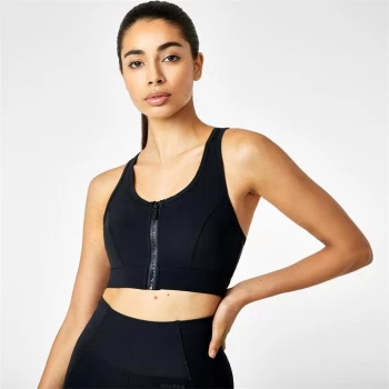 image of USA Pro Zip Through Racer Back Sports Bra - Black