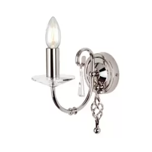 image of Wall Light Cut Glass Droplets Swirl Finial Highly Polished Nickel LED E14 60W