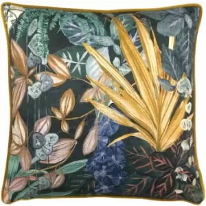Image of Paoletti Veadeiros Botanical Print 100% Cotton Cushion Cover, Blue, 43 x 43 Cm