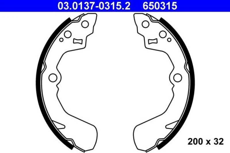 Image of ATE 03.0137-0315.2 Brake Shoes Brake Shoe Set (70)