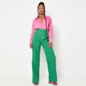 image of Missguided Tall Tailored Wide Leg Trousers - Green