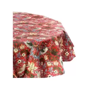 image of William Morris - Strawberry Thief Red 132 x 178cm Fabric Tablecloth