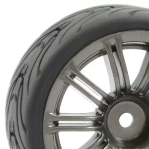 Image of Fastrax 1/10 Street/Tread Tyre 20Sp Gun Metal Wheel