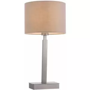 image of Loops - Table Lamp Matt Nickel Plate & Taupe Fabric 60W E27 Base & Shade e10449