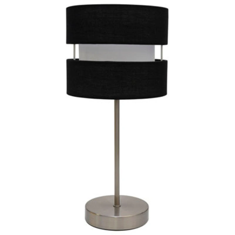 Image of K LIVING Chrome Table Lamp Layer Fabric Lamp Shade Black Black
