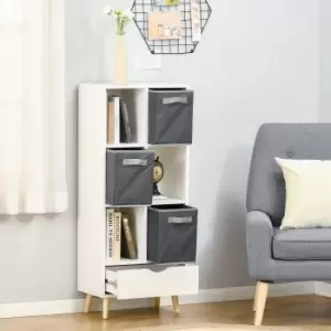 image of HOMCOM Modern Bookcase with 6 Cubes, Bookshelf, Free Standing Display Cabinet, Storage Unit for Home, Office, Living Room, Study, White