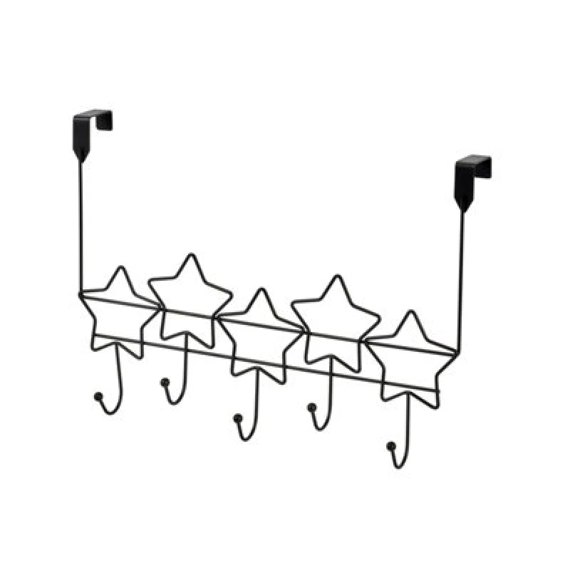 Image of Showerdrape Stars Black Over Door Storage Hooks