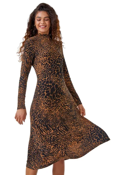 Image of Animal Print Midi Dress
