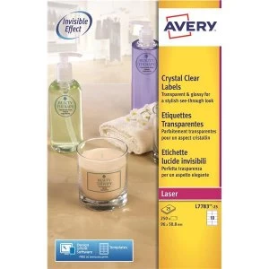 image of Avery L7783 25 Clear Crystal Clear Labels Pack of 250