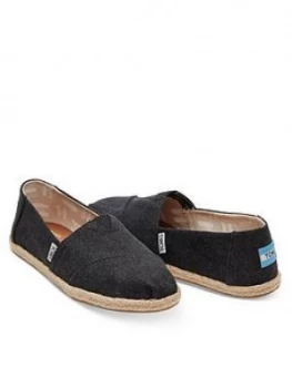 image of Toms Alpargata Vegan Canvas Shoes - Black, Size 4, Women