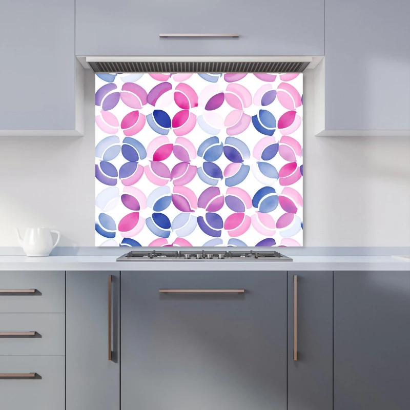 Image of Warren Reed - Designer Interlocking Pink Blue Shape Kitchen Splashback Size: 700mm x 650mm Pink Unisex 700mm x 650mm