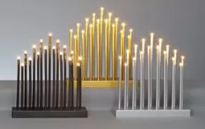 image of 29cm Premier Christmas Candle Bridge with 17 LEDs & Timer Battery Operated Choose Gold or Silver