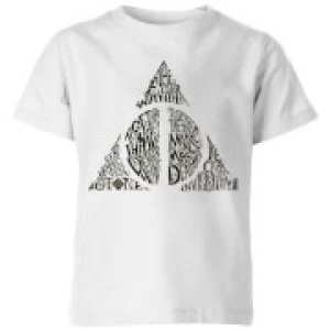 Image of Harry Potter Deathly Hallows Text Kids T-Shirt - White - 11-12 Years