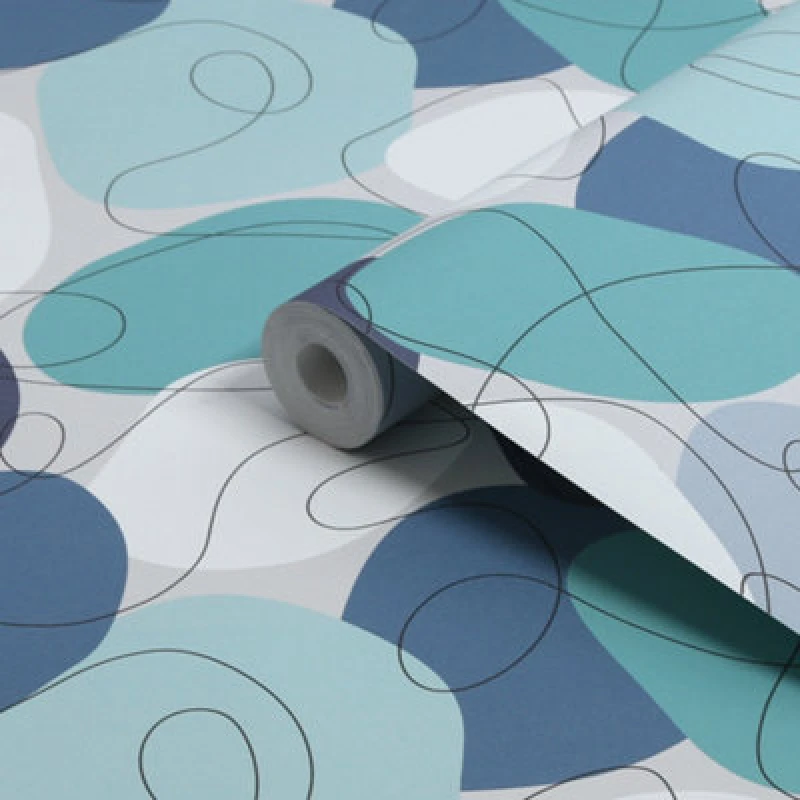 Image of Envy Mood Retro Geometric Wallpaper Blue
