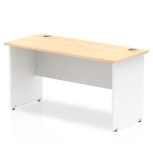 image of Trexus Desk Rectangle Panel End 1400x600mm Maple Top White Panels Ref