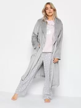 M&Co Stitch Detail Shawl Collar Robe, Grey, Size 18-20, Women