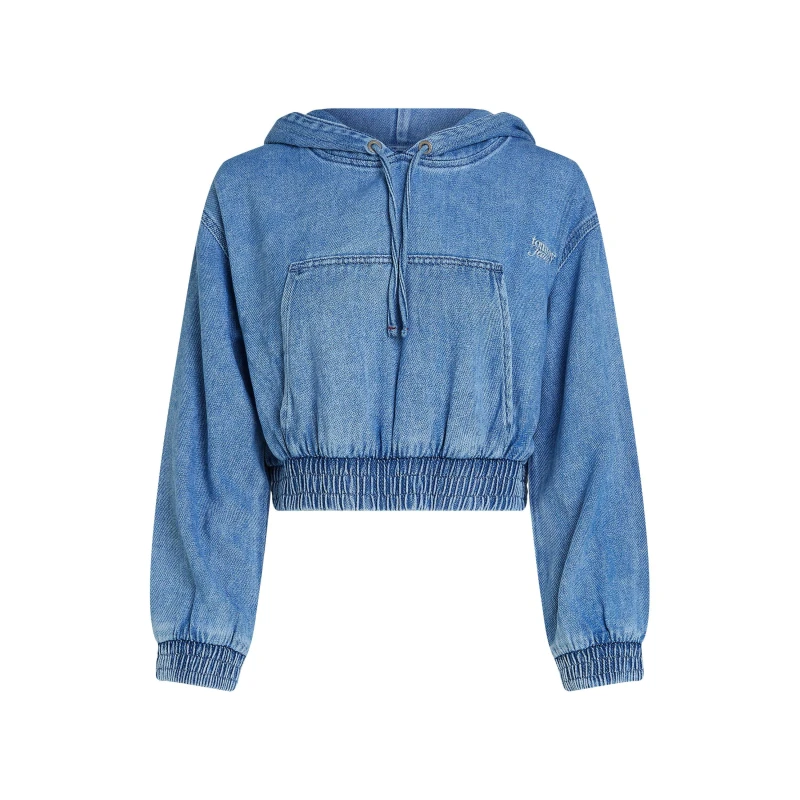 Image of Tommy Jeans Denim Cropped Hoodie - Blue Blue 8