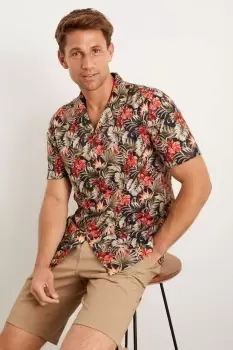 Mens Short Sleeve Navy Floral Shirt