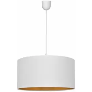 Image of Helam Lighting - Helam Alba Cylindrical Pendant Ceiling Light White, Gold 40cm