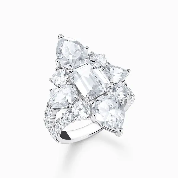 Image of Thomas Sabo Sterling Silver Sterling Silver White Stones Cocktail Ring