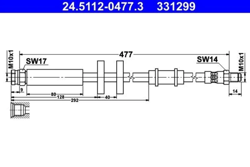 Image of RIDEX 83B0214 Brake Hose Front Axle Brake Hose (83)