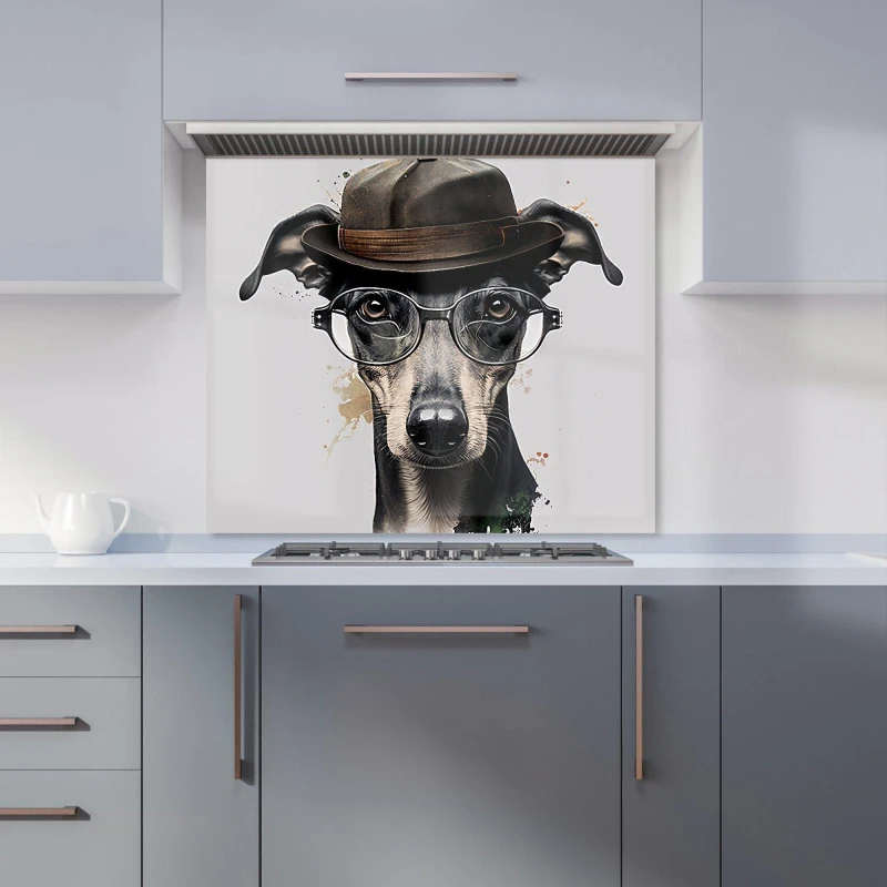 Image of Warren Reed - Designer Whippet Dog Splashart Kitchen Splashback Size: 600mm x 750mm Multicolor Unisex 600mm x 750mm