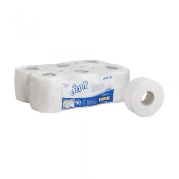 image of Kimberly-Clark Hostess 2-Ply Mini Jumbo Toilet Tissue Rolls White Pack of 12