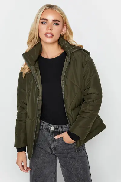 image of PixieGirl Petite Quilted Puffer Jacket Green