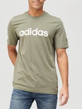 image of adidas Linear Logo T-Shirt - Green Size M Men