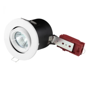 image of KnightsBridge MR16 50W 12V Low Voltage 90 Minute Fire Rated Tilting Downlight - White